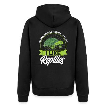 Reptilien Eidechsen Reptilienliebhaber Geschenk - Unisex Premium Bio Zip Hoodie - Schwarz - Hinten - Nico (187cm)