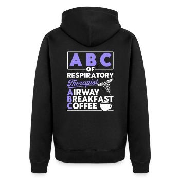 Intensivpflege Eingetragene Respirotäre Therapeuti - Unisex Premium Bio Zip Hoodie - Schwarz - Hinten - Nico (187cm)