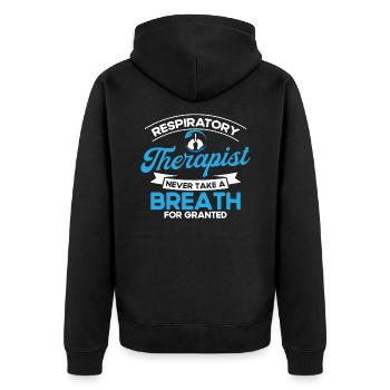 Respiratory Therapy Respiratory Therapist Intensive - Unisex Premium Organic Zip Hoodie - black - Back - Nico (187cm)