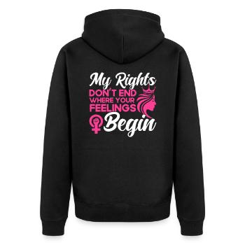 Féminisme Egalité féministe des Ges - Veste à capuche bio Premium Unisexe - noir - Dos - Nico (187cm)
