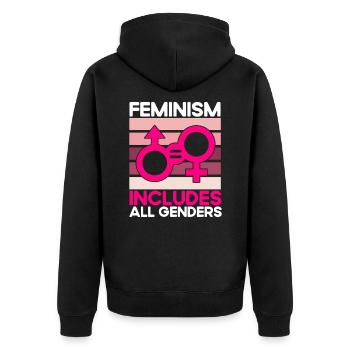 Feminismus Rechte der Frauen Feministisch Geschenk - Unisex Premium Bio Zip Hoodie - Schwarz - Hinten - Nico (187cm)