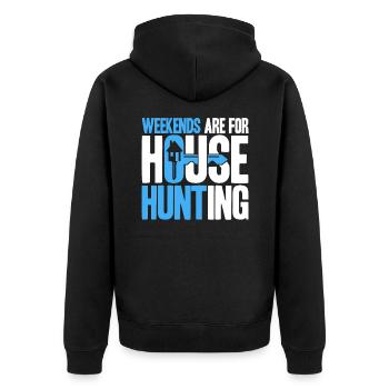 Haus Verkaufen Immobilie Immobilienverkauf Geschen - Unisex Premium Bio Zip Hoodie - Schwarz - Hinten - Nico (187cm)