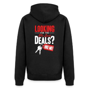 Haus Verkaufen Immobilie Makler Geschenk - Unisex Premium Bio Zip Hoodie - Schwarz - Hinten - Nico (187cm)