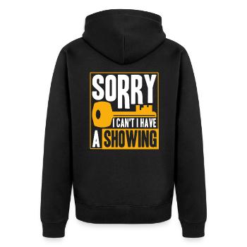 Immobilie Makler Immobilienmakler Geschenk - Unisex Premium Bio Zip Hoodie - Schwarz - Hinten - Nico (187cm)