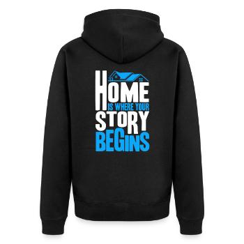 Immobilienverkauf Immobilienmakler Haus Verkaufen - Unisex Premium Bio Zip Hoodie - Schwarz - Hinten - Nico (187cm)