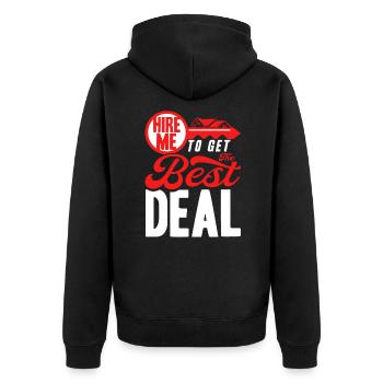 Haus Verkaufen Immobilienverkauf Immobilie Geschen - Unisex Premium Bio Zip Hoodie - Schwarz - Hinten - Nico (187cm)