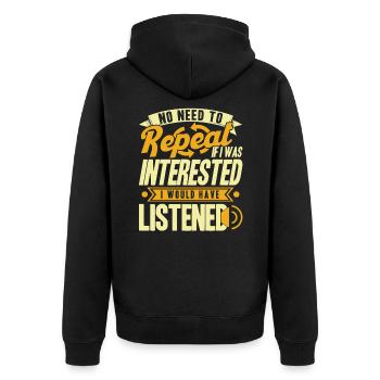 Black Humor Sarcasm Irony Gift - Unisex Premium Organic Zip Hoodie - black - Back - Nico (187cm)