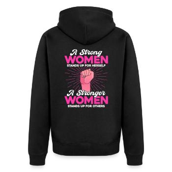 Égalité féministe des genres F - Veste à capuche bio Premium Unisexe - noir - Dos - Nico (187cm)