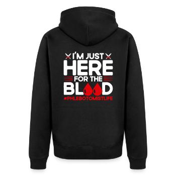 Phlebotomist Blutabnahme Phlebotomie Labor Geschen - Unisex Premium Bio Zip Hoodie - Schwarz - Hinten - Nico (187cm)