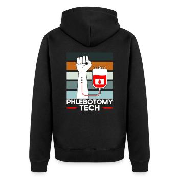 Phlebotomy Blood Sample Phlebotomist Tech Gift - Unisex Premium Organic Zip Hoodie - black - Back - Nico (187cm)