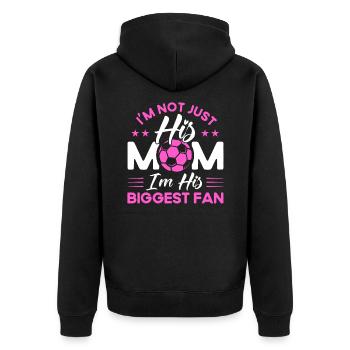 Sportfan Fußball Fußball Mama Geschenk - Unisex Premium Bio Zip Hoodie - Schwarz - Hinten - Nico (187cm)