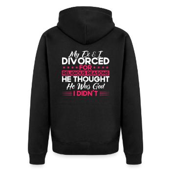 Ex Partner Auflösung der Ehe Scheidung Geschenk - Unisex Premium Bio Zip Hoodie - Schwarz - Hinten - Nico (187cm)