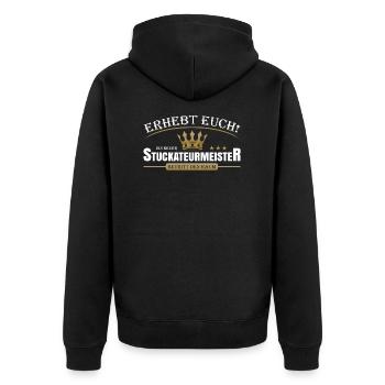 Stuckateurmeister - Unisex Premium Bio Zip Hoodie - Schwarz - Hinten - Nico (187cm)