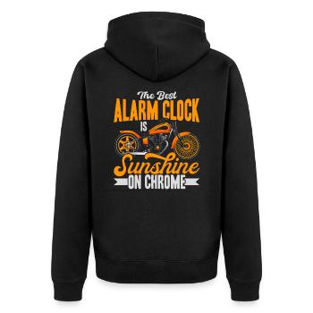Motorrad Motorrad Fahrer Chopper Geschenk - Unisex Premium Bio Zip Hoodie - Schwarz - Hinten - Nico (187cm)