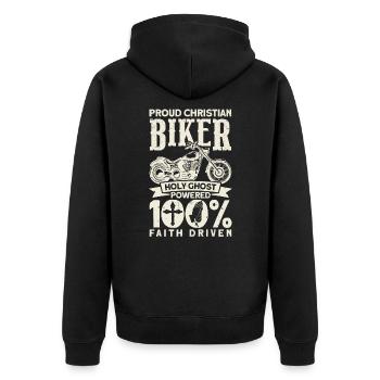 Chopper Christlich Glaube Geschenk - Unisex Premium Bio Zip Hoodie - Schwarz - Hinten - Nico (187cm)