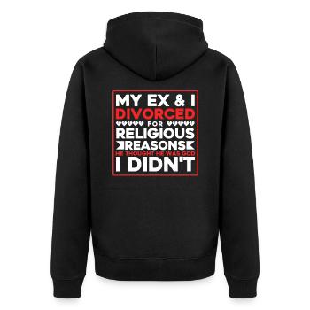 Ex Partner Auflösung der Ehe Scheidung Geschenk - Unisex Premium Bio Zip Hoodie - Schwarz - Hinten - Nico (187cm)