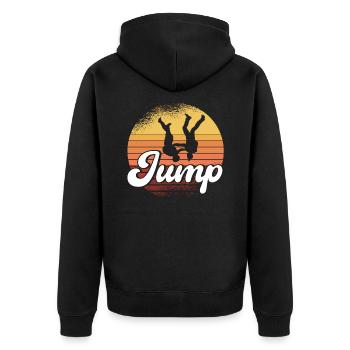 Skydive Fallschirmspringen Skydiver Geschenk - Unisex Premium Bio Zip Hoodie - Schwarz - Hinten - Nico (187cm)