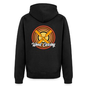 Holzschnitzerei Schreiner Holzbearbeitung Geschenk - Unisex Premium Bio Zip Hoodie - Schwarz - Hinten - Nico (187cm)