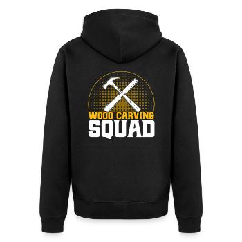 Schreiner Holzschnitzerei Holzbearbeitung Geschenk - Unisex Premium Bio Zip Hoodie - Schwarz - Hinten - Nico (187cm)