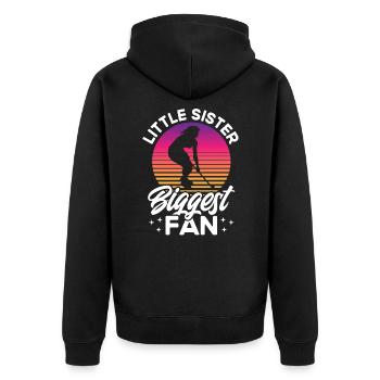 Feldhockey Spieler Mannschaftssport Hallen Feldhoc - Unisex Premium Bio Zip Hoodie - Schwarz - Hinten - Nico (187cm)
