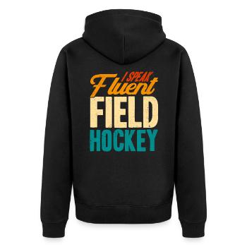 Sports d’équipe Histoire du jeu de hockey sur gazon - Veste à capuche bio Premium Unisexe - noir - Dos - Nico (187cm)