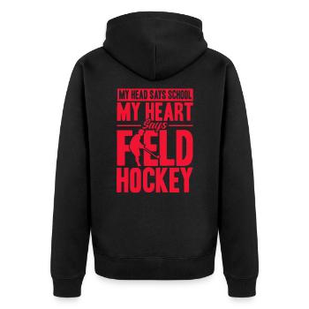 Mannschaftssport Feldhockey Feldhockey Spieler Ges - Unisex Premium Bio Zip Hoodie - Schwarz - Hinten - Nico (187cm)