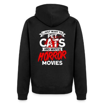 Gruselfilm Horrorfilm Gruselige Filme Geschenk - Unisex Premium Bio Zip Hoodie - Schwarz - Hinten - Nico (187cm)