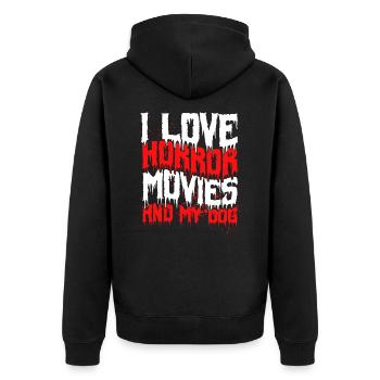 Horrorfilm Gruselfilm Horrorfilm Geschenk - Unisex Premium Bio Zip Hoodie - Schwarz - Hinten - Nico (187cm)