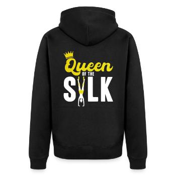 Aerial Yoga Gymnastinnen Aerial Yoga Aerial Silk G - Unisex Premium Bio Zip Hoodie - Schwarz - Hinten - Nico (187cm)