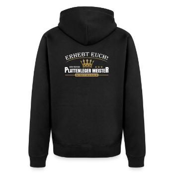 Plattenleger Meister - Unisex Premium Bio Zip Hoodie - Schwarz - Hinten - Nico (187cm)