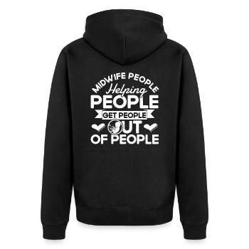 Doula Hebamme Geburtshelferin Geschenk - Unisex Premium Bio Zip Hoodie - Schwarz - Hinten - Nico (187cm)
