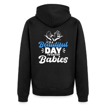 LD Work Obstetrician Obstetrician Gift - Unisex Premium Organic Zip Hoodie - black - Back - Nico (187cm)