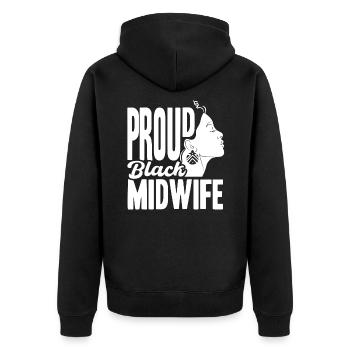 Geburtshelferin Geburtshelfer Doula Geschenk - Unisex Premium Bio Zip Hoodie - Schwarz - Hinten - Nico (187cm)