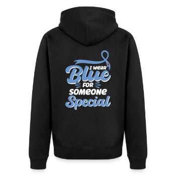Diabetes Bewusstsein Diabetes Monat Jugendlicher D - Unisex Premium Bio Zip Hoodie - Schwarz - Hinten - Nico (187cm)