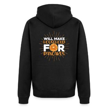 Fluffiger Flachkuchen Pfannkuchen Frühstückspfannk - Unisex Premium Bio Zip Hoodie - Schwarz - Hinten - Nico (187cm)