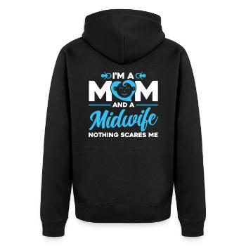 Geburtshelfer Hebamme Doula Geschenk - Unisex Premium Bio Zip Hoodie - Schwarz - Hinten - Nico (187cm)
