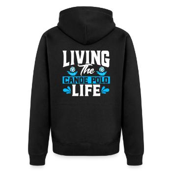 Kanupolo Mannschaft Kanusport Kanupolo Geschenk - Unisex Premium Bio Zip Hoodie - Schwarz - Hinten - Nico (187cm)