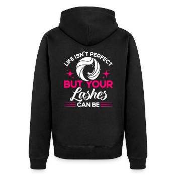 Kosmetik Kosmetiker Maskenbildner Geschenk - Unisex Premium Bio Zip Hoodie - Schwarz - Hinten - Nico (187cm)