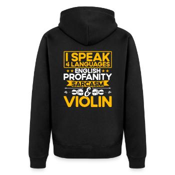 Geigenspieler Orchester Violine spielen Geschenk - Unisex Premium Bio Zip Hoodie - Schwarz - Hinten - Nico (187cm)