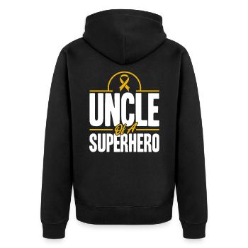 Survivant du ruban jaune d’un cancer infantile - Veste à capuche bio Premium Unisexe - noir - Dos - Nico (187cm)