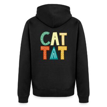 Katzenmama Katzeneltern Katzen Liebhaber Geschenk - Unisex Premium Bio Zip Hoodie - Schwarz - Hinten - Nico (187cm)