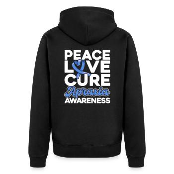 Apraxia Consciousness Blue Ribbon Apraxia Surviving - Unisex Premium Organic Zip Hoodie - black - Back - Nico (187cm)