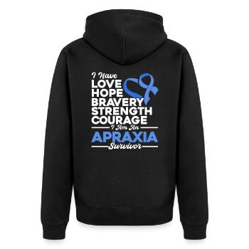 Apraxie Bewusstsein Apraxie Überlebender Blaue - Unisex Premium Bio Zip Hoodie - Schwarz - Hinten - Nico (187cm)