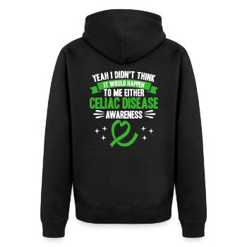 Zöliakie Kämpfer Zöliakie Bewusstsein Zöliakie Übe - Unisex Premium Bio Zip Hoodie - Schwarz - Hinten - Nico (187cm)