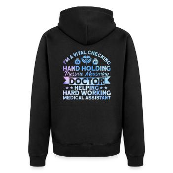 Medical Assistant Certified Medical - Unisex Premium Organic Zip Hoodie - black - Back - Nico (187cm)