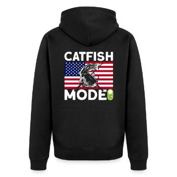 Mode poisson-chat sur cadeau de pêche au poisson-chat - Veste à capuche bio Premium Unisexe - noir - Dos - Nico (187cm)