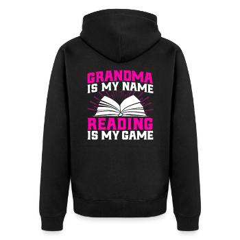 Grand-mère est mon nom Lire est mon jeu Lire un livre - Veste à capuche bio Premium Unisexe - noir - Dos - Nico (187cm)
