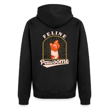 Katzen Sprüche Katze Katzen Liebhaber Geschenk - Unisex Premium Bio Zip Hoodie - Schwarz - Hinten - Nico (187cm)