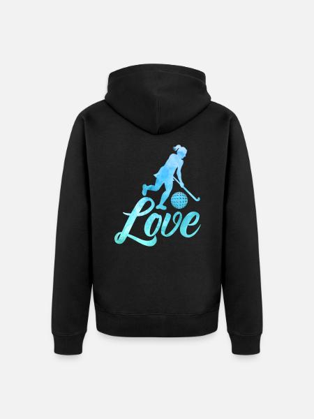 Love Field Hockey Gift - Unisex Premium Organic Zip Hoodie - black
