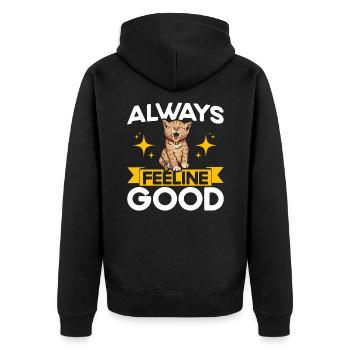 Katzen Sprüche Katze Katzen Liebhaber Geschenk - Unisex Premium Bio Zip Hoodie - Schwarz - Hinten - Nico (187cm)